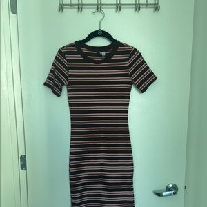 H&M Black Bodycon Mini Dress with Short Sleeves and Crew Neck